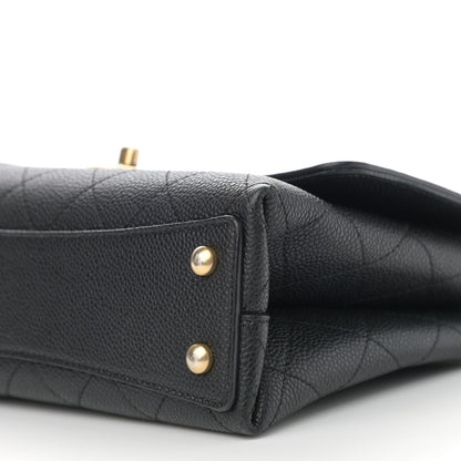 Chanel Caviar Diamond Stitched Small Top Handle Flap Black 10 of 11
