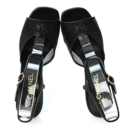 Chanel Mesh Grosgrain CC Slingback Pumps 39 Black 5 of 9