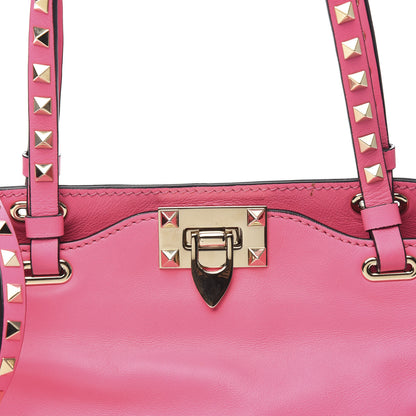 Valentino Garavani Vitello Small Rockstud Tote Fuxia Fluo 9 of 9