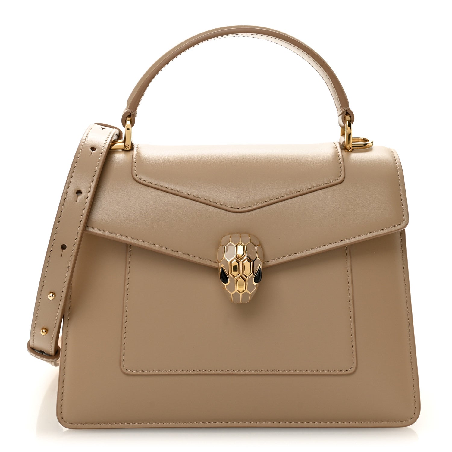Bulgari Calfskin Serpenti Forever Medium Top Handle Beige 1 of 11