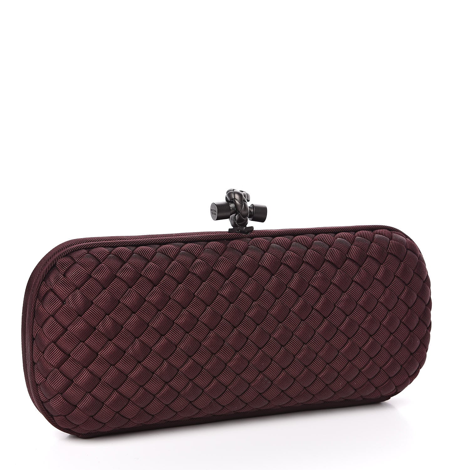 Bottega Veneta Silk Faille Intrecciato Knot Clutch Burgundy 3 of 7