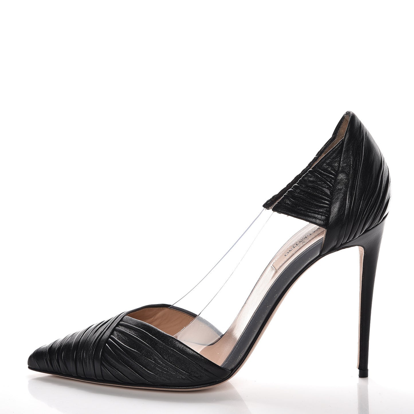 Ruched Lambskin PVC B-Drape Pumps 39 Black