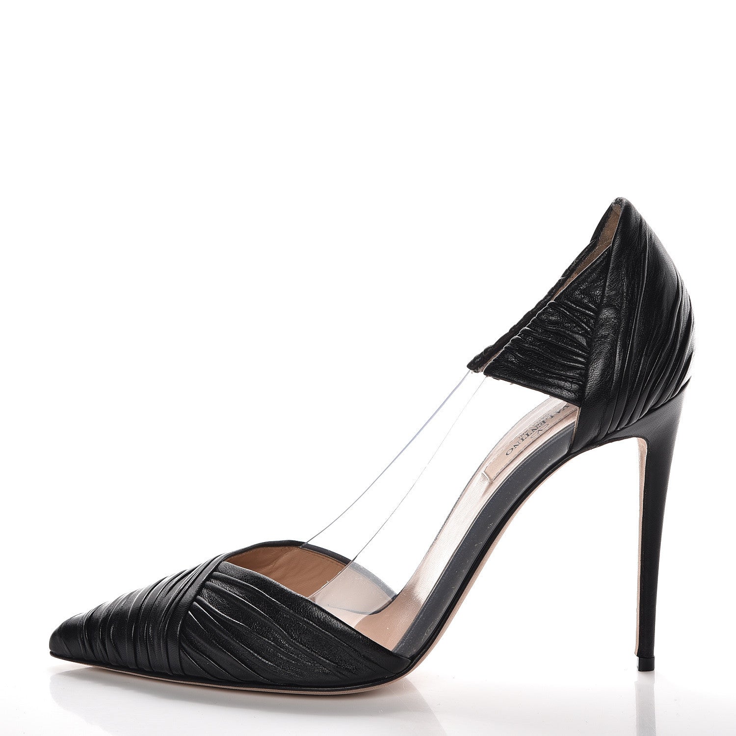 Valentino Garavani Ruched Lambskin PVC B-Drape Pumps 39 Black 1 of 13