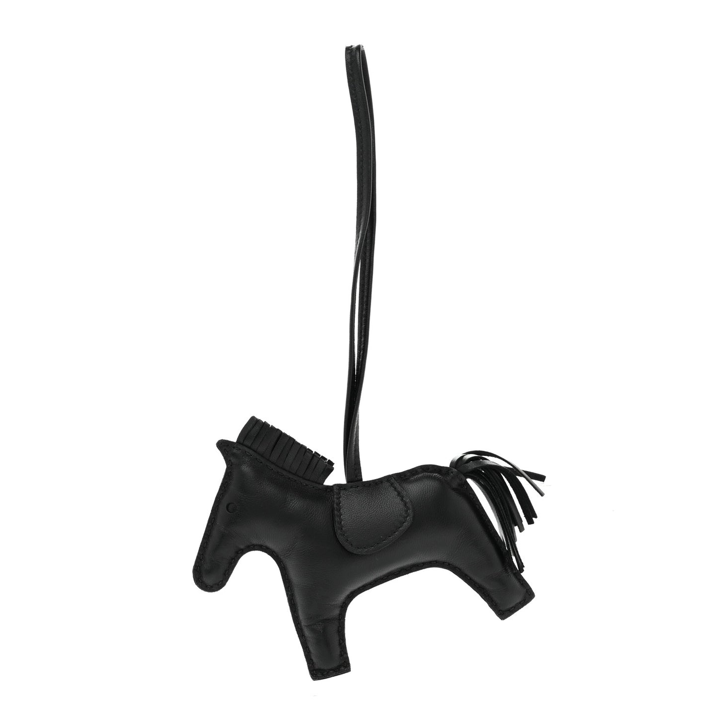 Milo Lambskin Grigri Rodeo Horse Bag Charm MM So Black