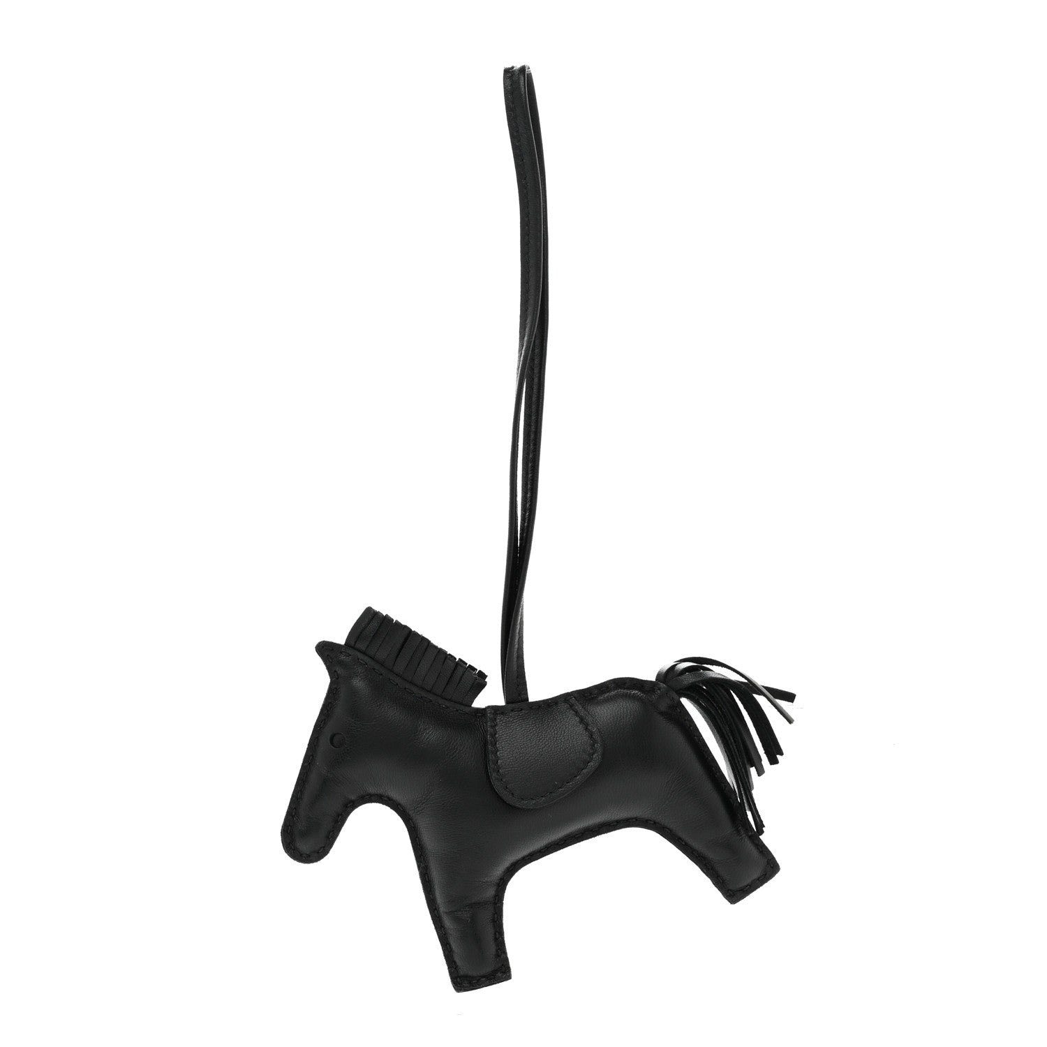 Hermes Milo Lambskin Grigri Rodeo Horse Bag Charm MM So Black 1 of 4