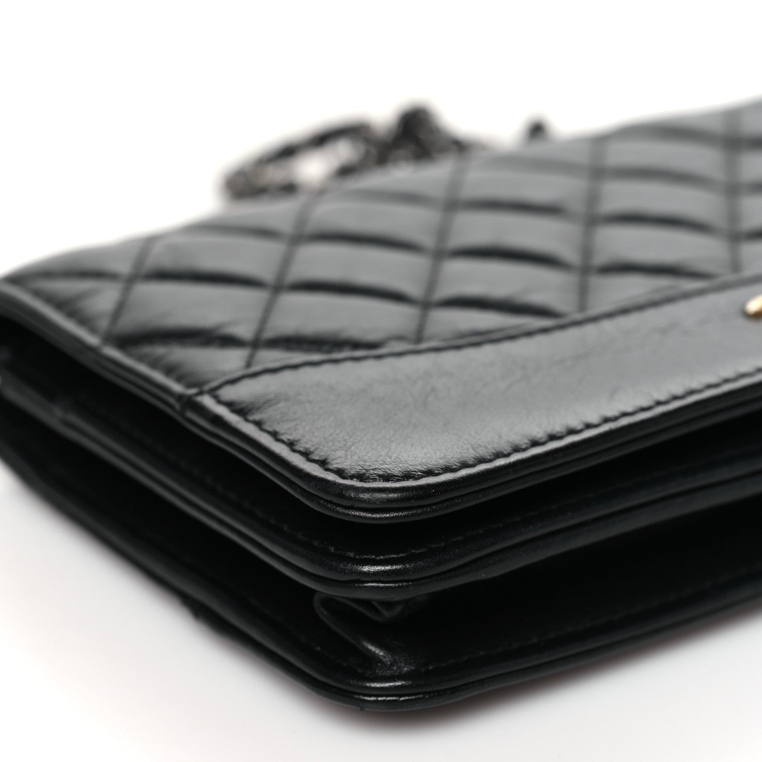 Chanel Aged Calfskin Quilted Gabrielle Wallet On Chain WOC Black 10 of 11