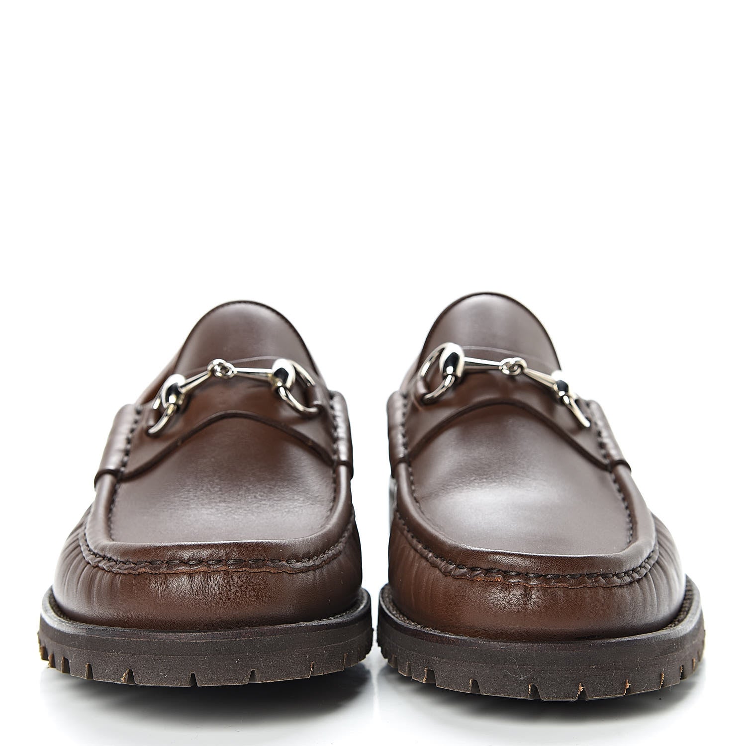 Gucci Laredo Calfskin Mens Horsebit Lug Sole Loafers 8.5 Brown 2 of 8