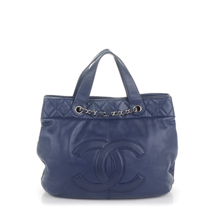Chanel Lambskin Large Trianon Tote Blue 1 of 7