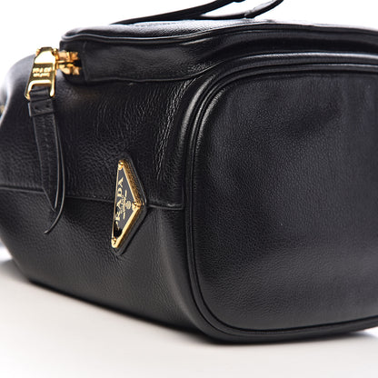 Prada Glace Calfskin Embossed Bucket Bag Black 8 of 10