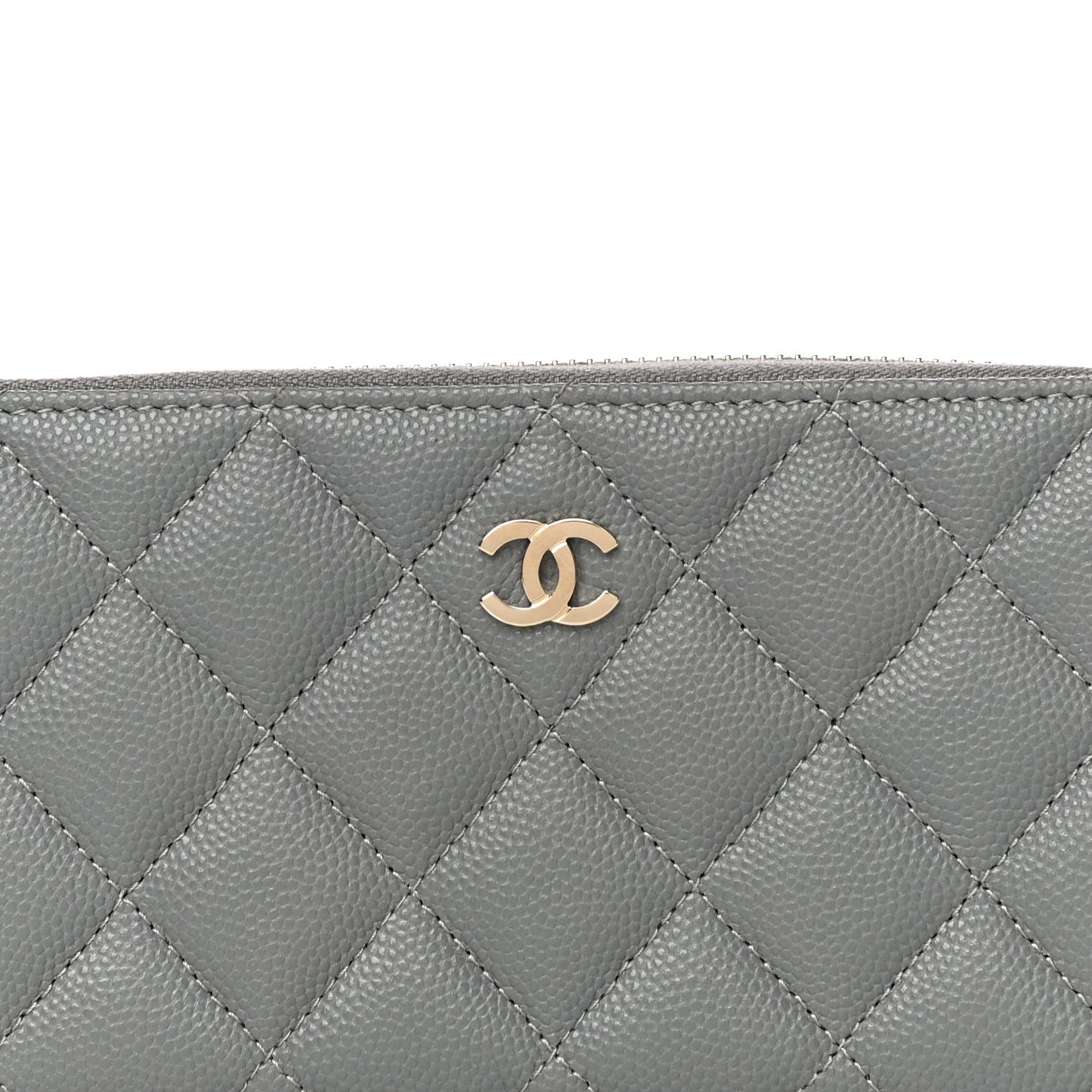 Caviar Quilted Small Gusset Zip Around Wallet Grey