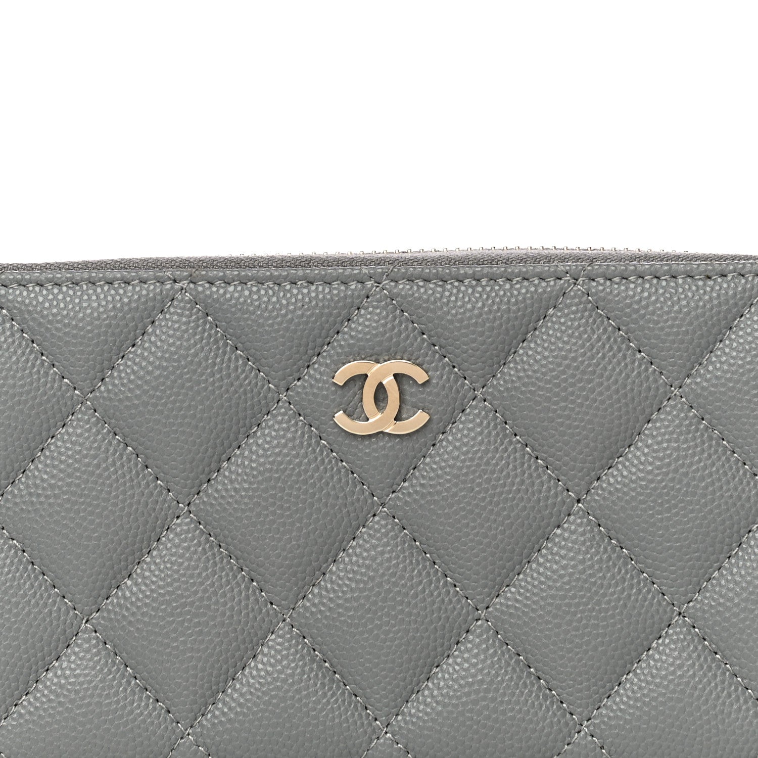 Chanel Caviar Quilted Small Gusset Zip Around Wallet Grey 9 of 12