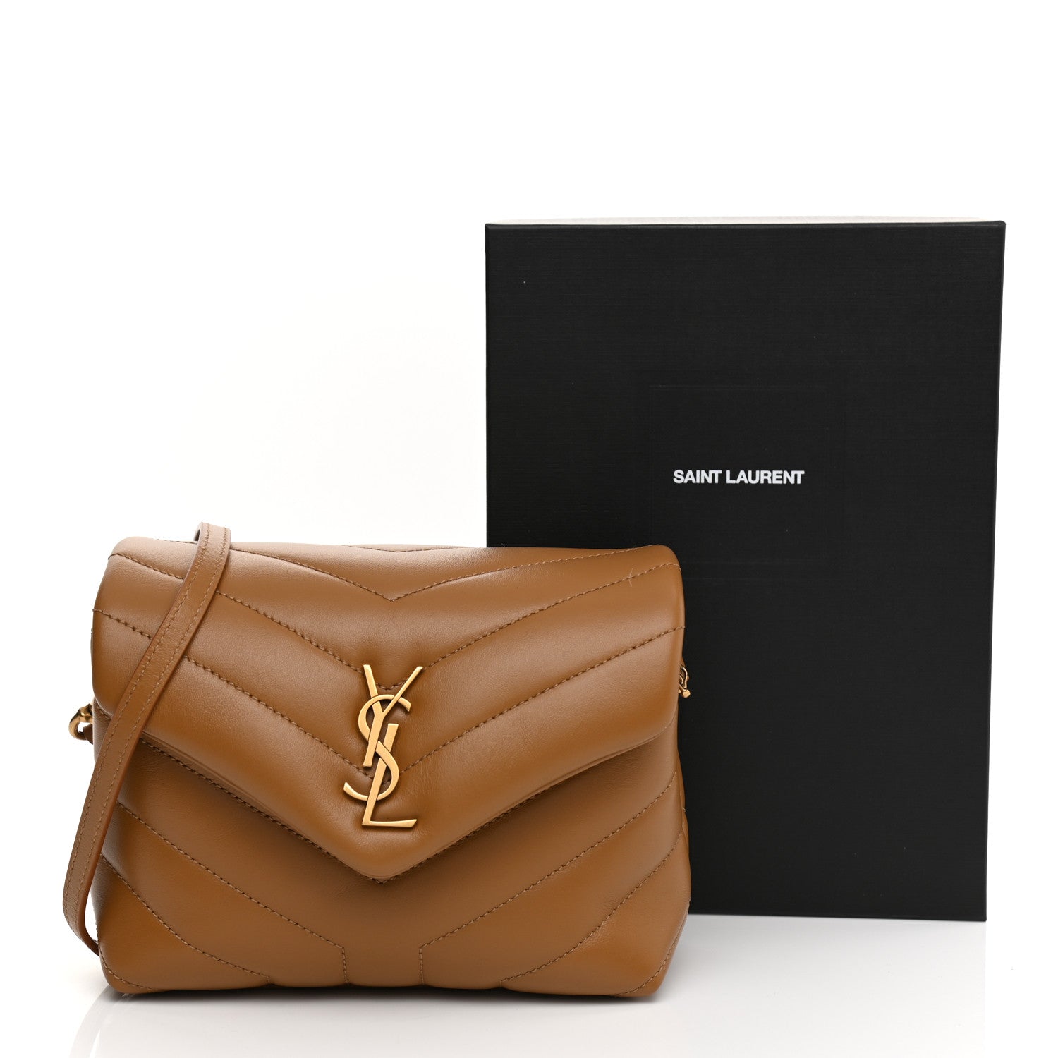 Saint Laurent Calfskin Y Quilted Monogram Toy Loulou Crossbody Bag Dark Natural 22 of 22