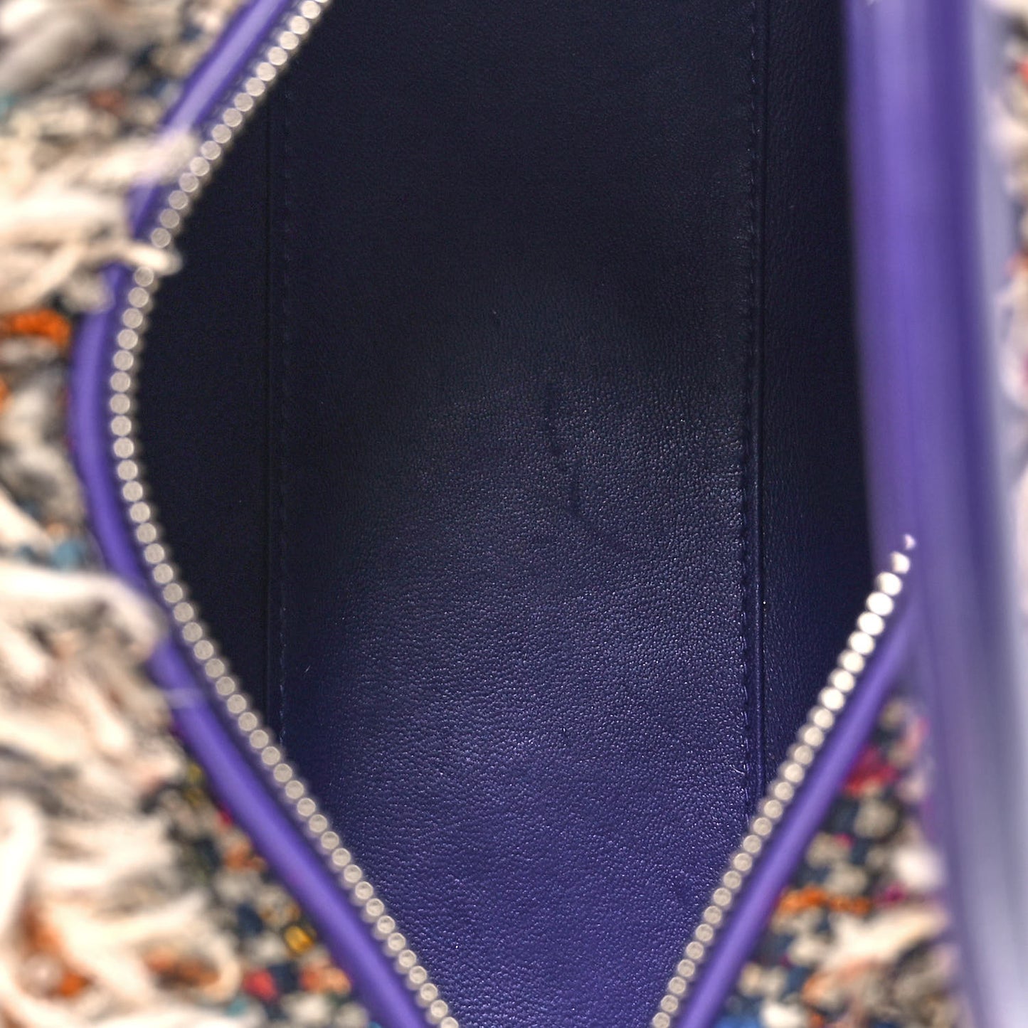 Tweed Fringe Medium Lady Dior Purple