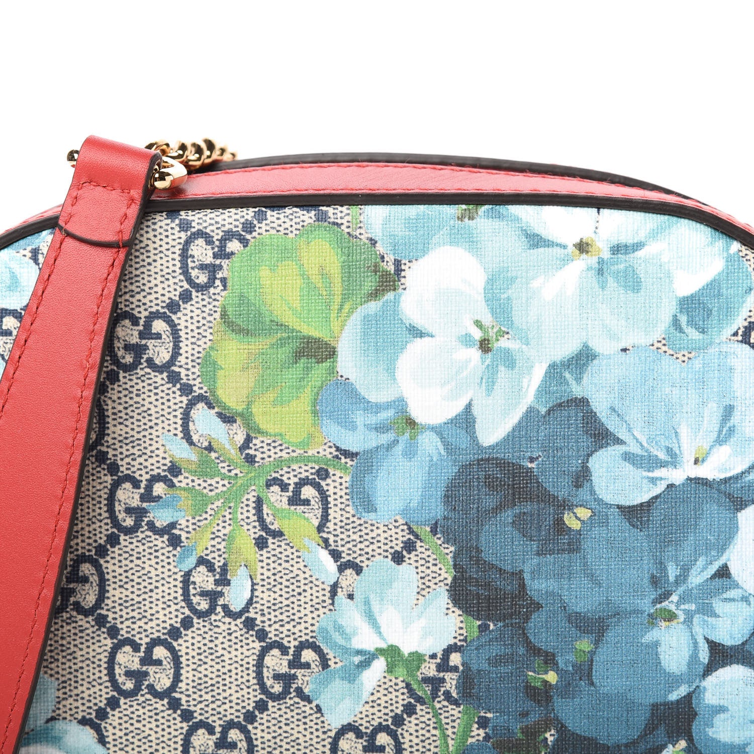 Gucci GG Supreme Monogram Blooms Mini Chain Shoulder Bag Beige Blue Navy Hibiscus Red 10 of 10