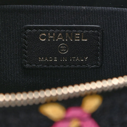 Chanel Tweed Diamond Threaded CC Pearl Crush Small Vanity Case With Chain Black Multicolor 6 of 11