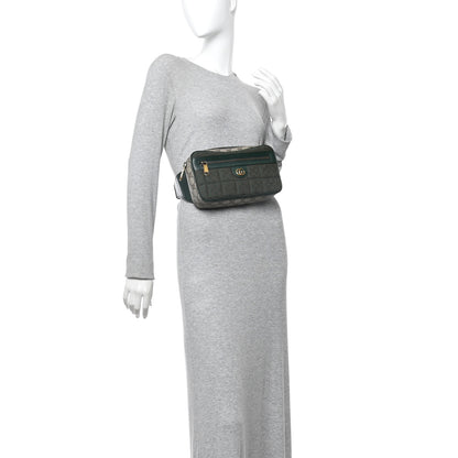 Gucci Monogram GG Mignon Textured Dollar Calfskin GG Supreme Monogram Quilted Mini GG Belt Bag Green Beige Ebony 2 of 10