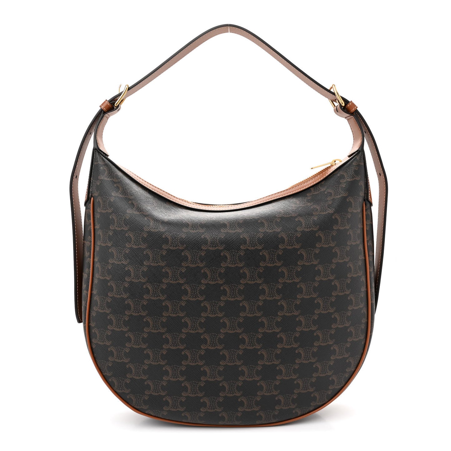 Calfskin Triomphe Canvas Heloise Shoulder Bag Tan