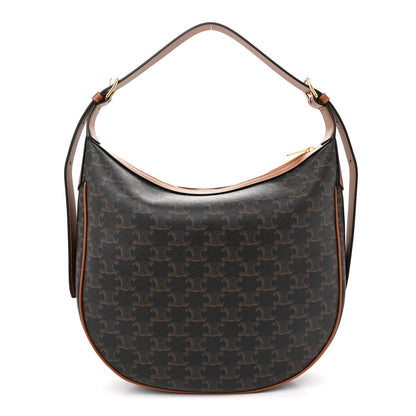 Celine Calfskin Triomphe Canvas Heloise Shoulder Bag Tan 1 of 11