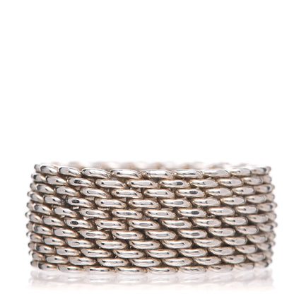 Tiffany Sterling Silver Somerset Mesh Ring 54 7 1 of 4