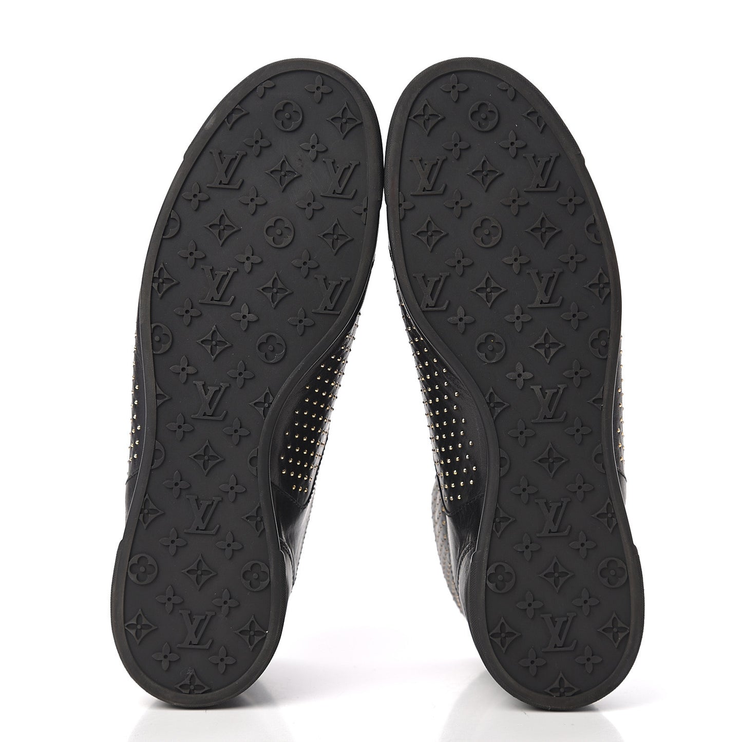 Calfskin Studded High Top Sneakers 37 Black