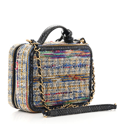 Chanel Tweed Snakeskin Quilted Medium CC Filigree Vanity Case Multicolor 3 of 16