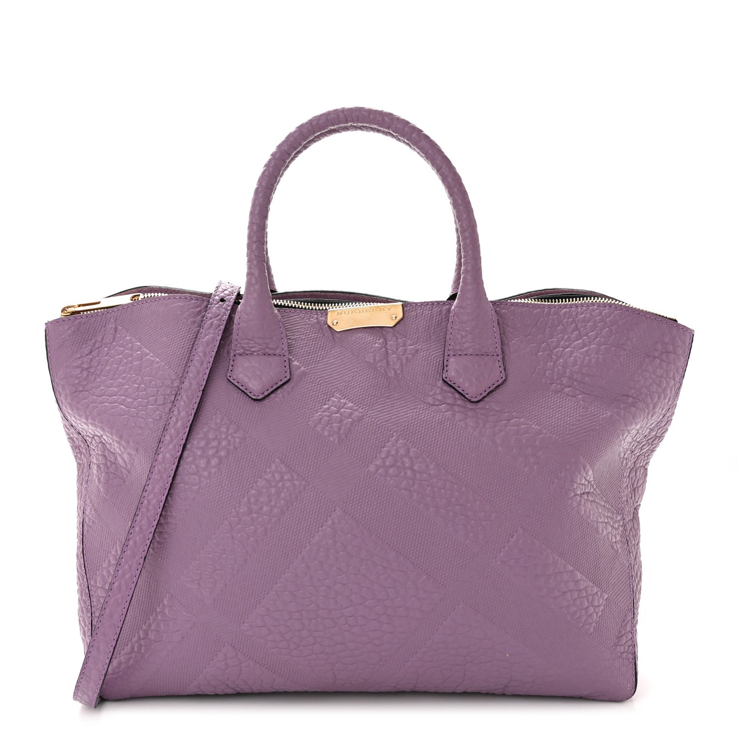 Burberry Heritage Grain Check Embossed Medium Dewsbury Tote Purple 1 of 11