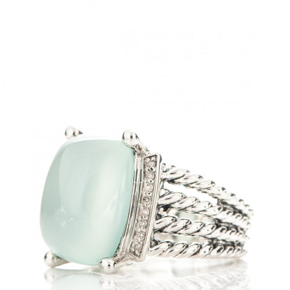 David Yurman Sterling Silver Diamond Chalcedony 16mm Wheaton Ring 54 7 3 of 5