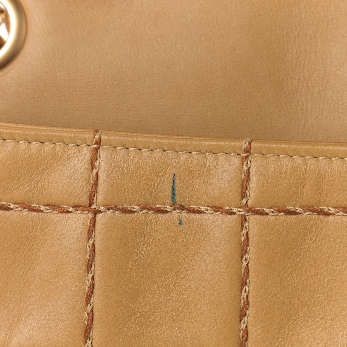 Lambskin Quilted Chocolate Bar Flap Shoulder Bag Beige