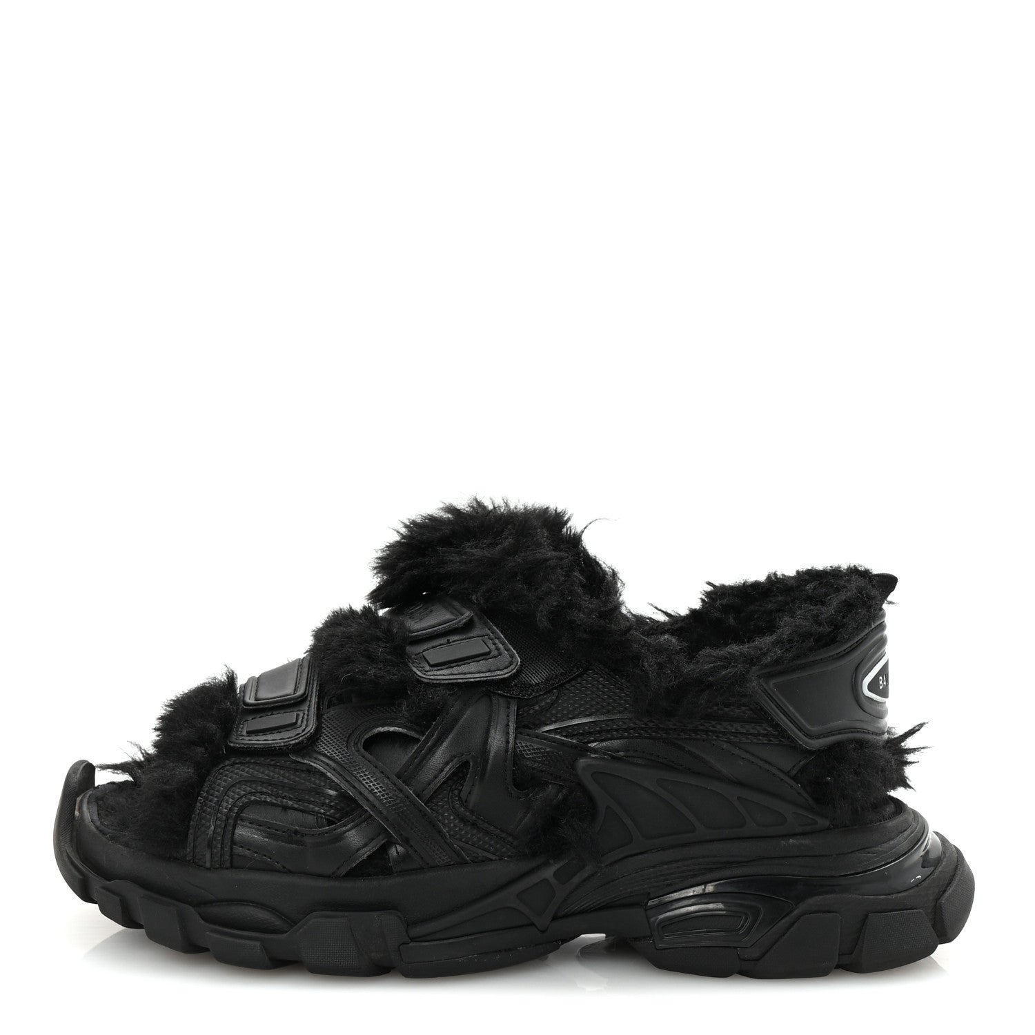 Balenciaga Faux Fur Rubber Mesh Womens Track Sandals 40 Black 1 of 9