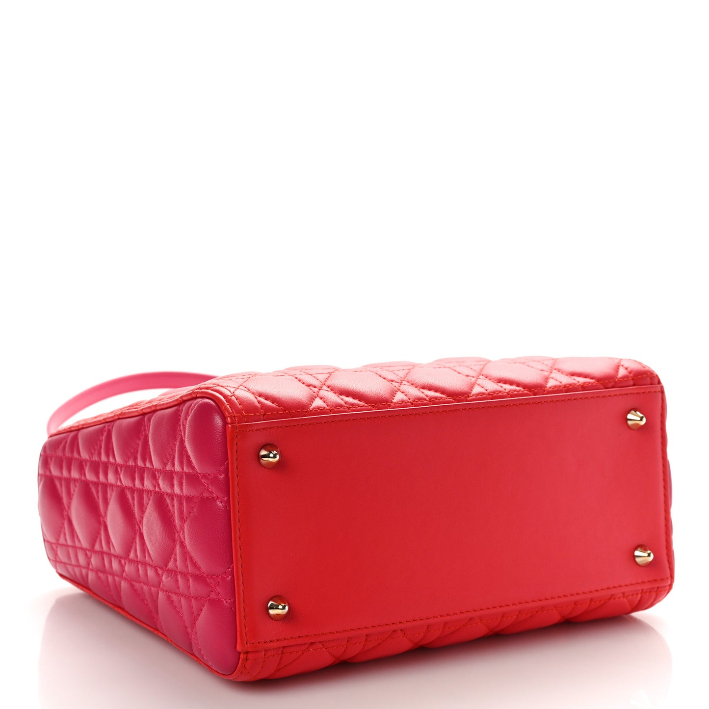Lambskin Cannage Medium Bi-Color Lady Dior Orange Fuchsia