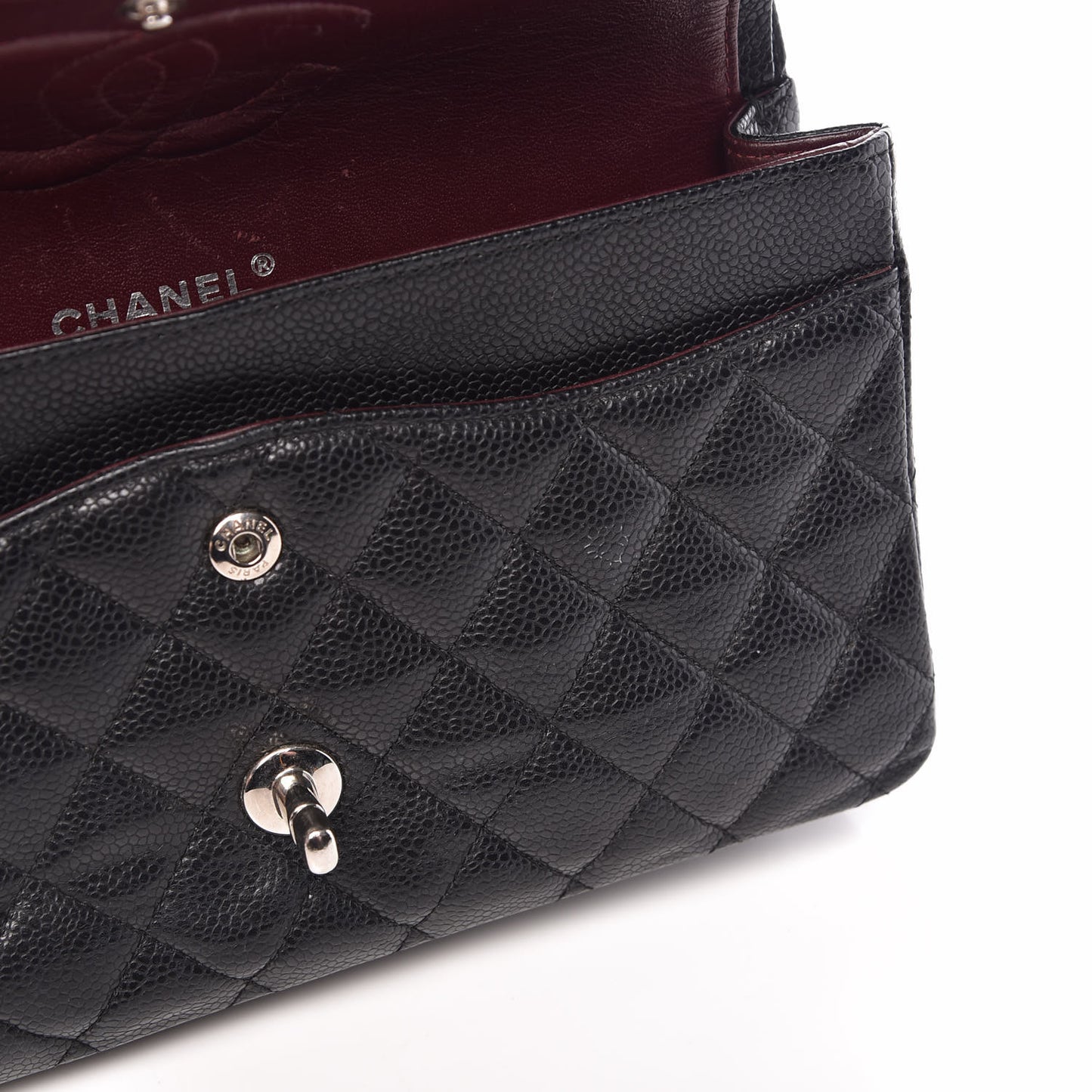 Caviar Quilted Medium Double Flap Black