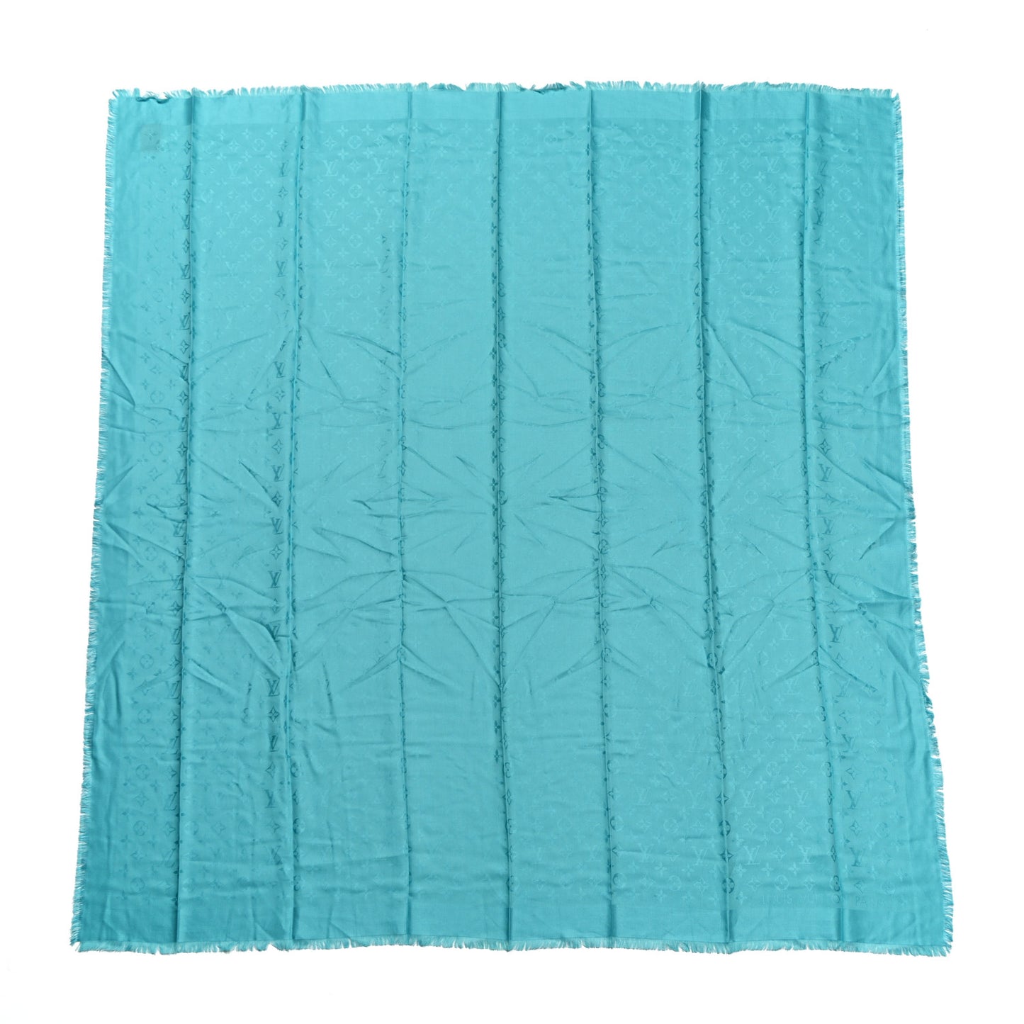 Silk Wool Monogram Shawl Blue