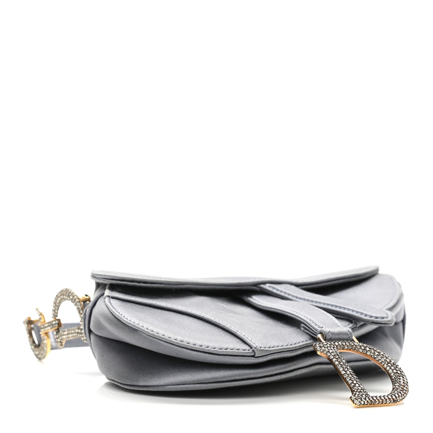 Satin Crystal Mini Saddle Bag Blue Gray