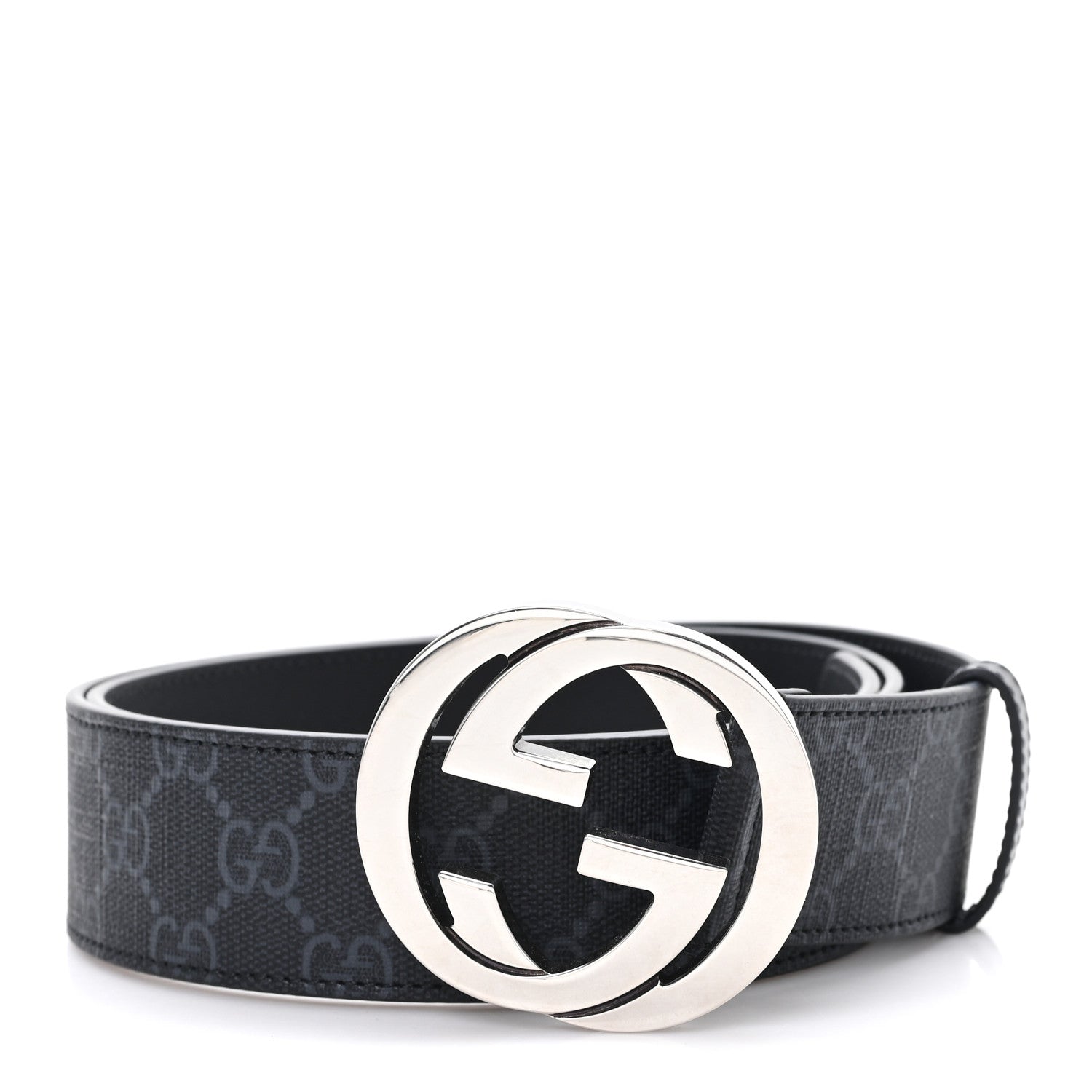 Gucci GG Supreme Monogram Selleria Calfskin Interlocking G 40mm Belt 95 38 Black 1 of 4