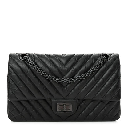 Chanel Aged Calfskin Chevron Quilted 2.55 Reissue 225 Flap So Black 1 of 11