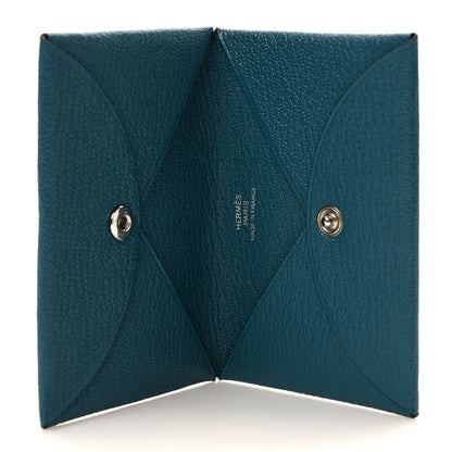 Hermes Chevre Mysore Calvi Card Case Vert Bosphore 5 of 6