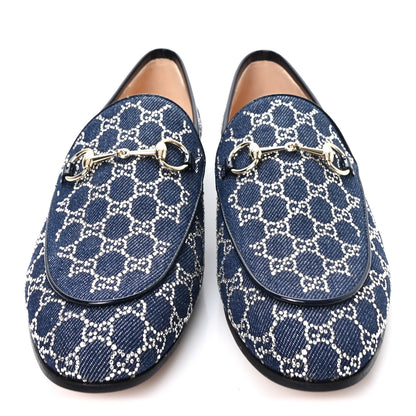 Gucci Denim Crystal GG Monogram Horsebit Womens Jordaan Loafers 38 Deep Blue Blue Milad 3 of 9