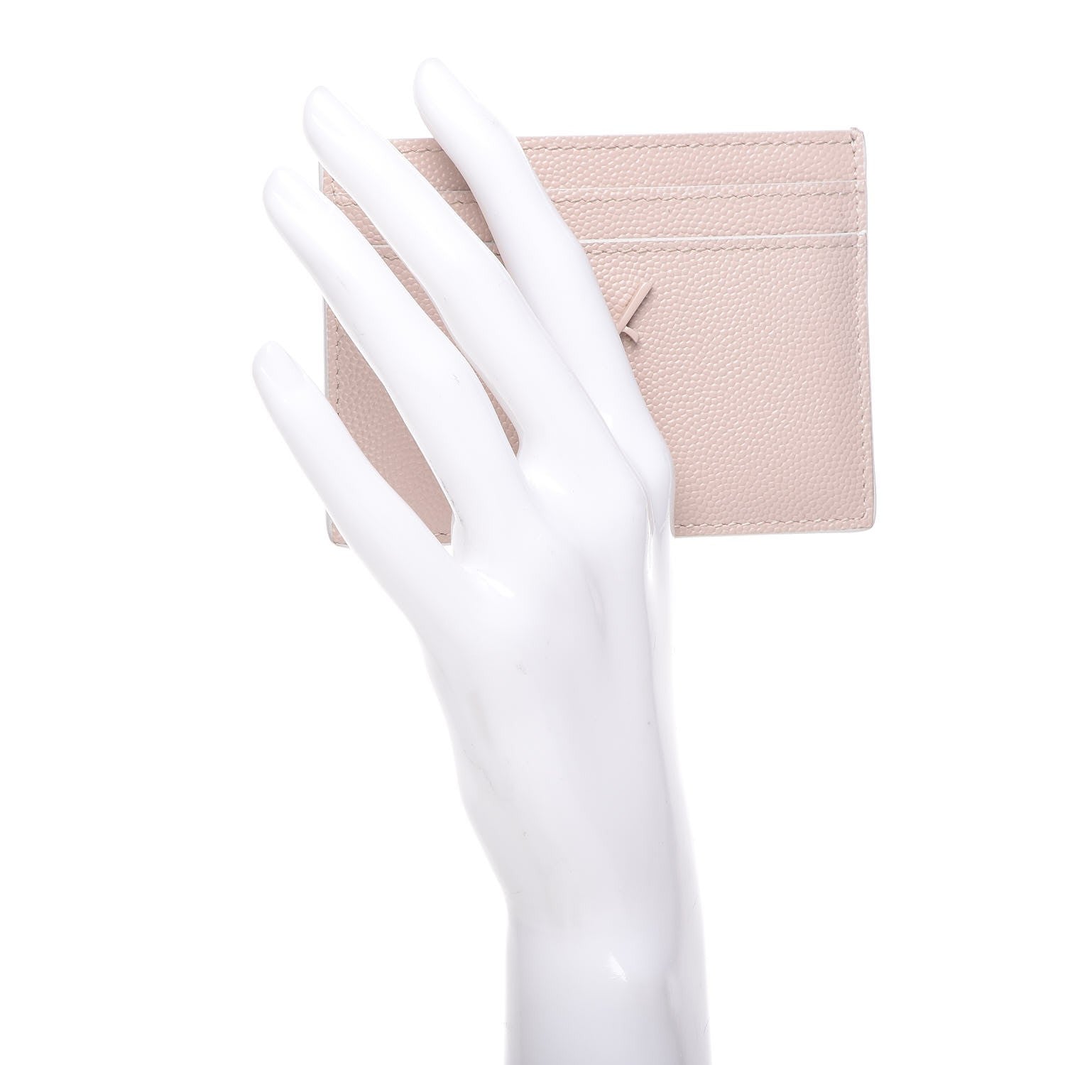 Saint Laurent Grain De Poudre Monogram Credit Card Case Rose 2 of 10