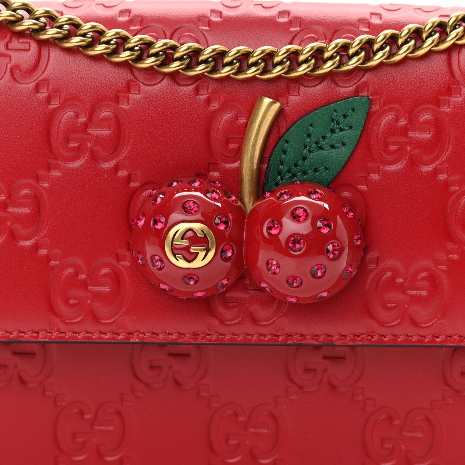 Gucci Guccissima Mini Cherry Chain Bag Hibiscus Red 7 of 10