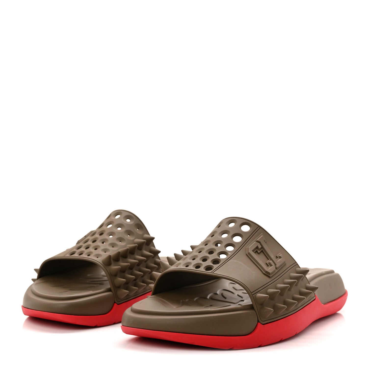 Christian Louboutin Rubber Spike Mens Take It Easy Mules 44 Silex