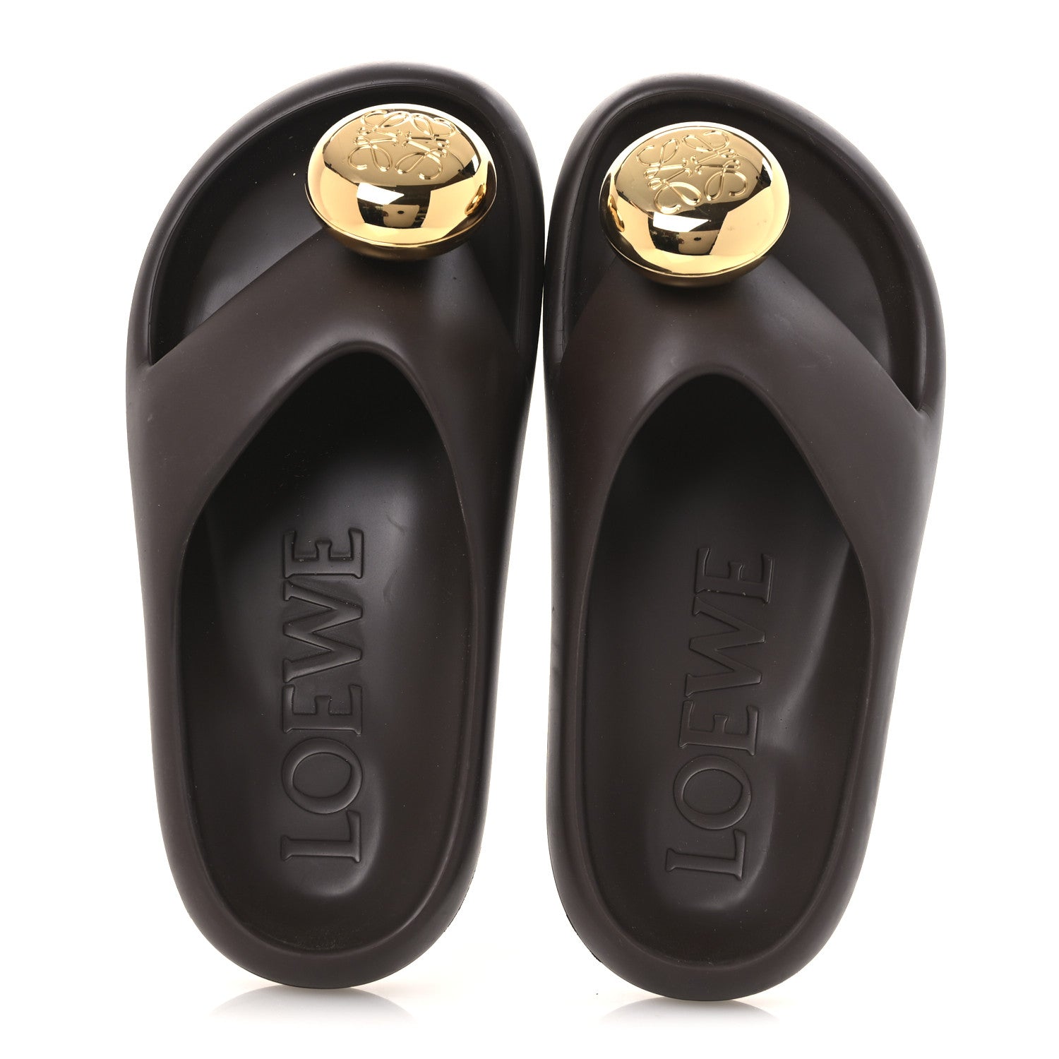 Loewe Foam Rubber Paula's Ibiza Pebble Toe Post Sandals 37 Shitake 2 of 12