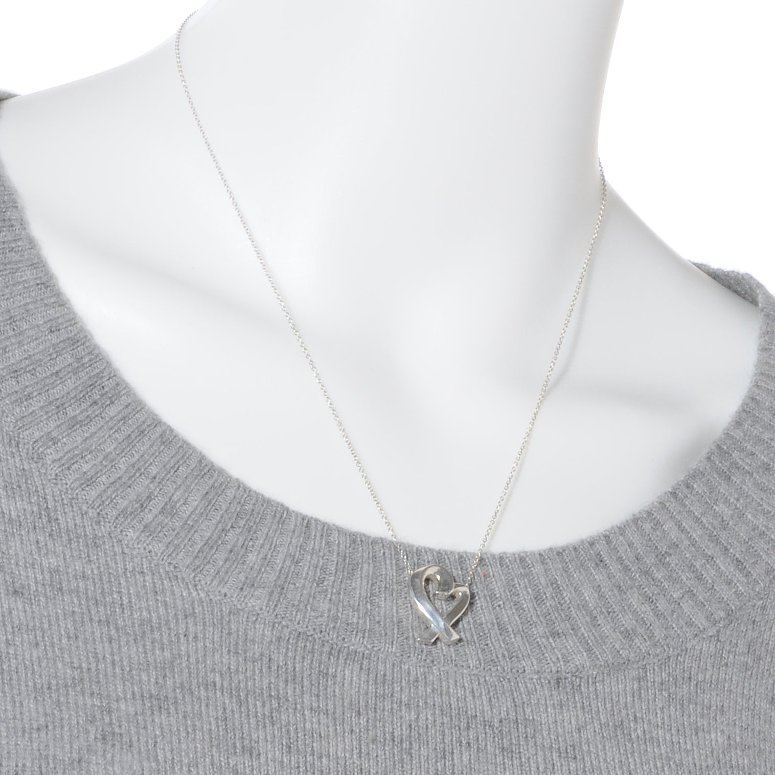 Tiffany Sterling Silver Paloma Picasso Loving Heart Pendant Necklace 2 of 5