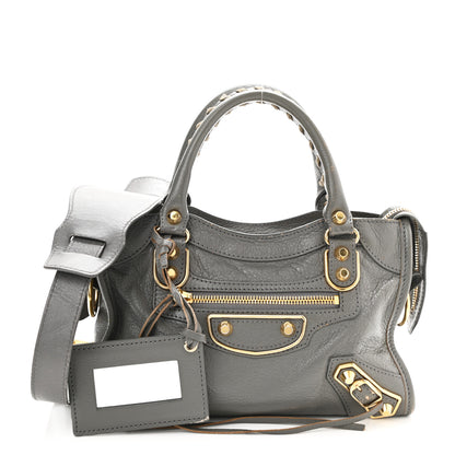 Balenciaga Chevre Gold Metallic Edge Hardware Mini City Gris Acier 1 of 12
