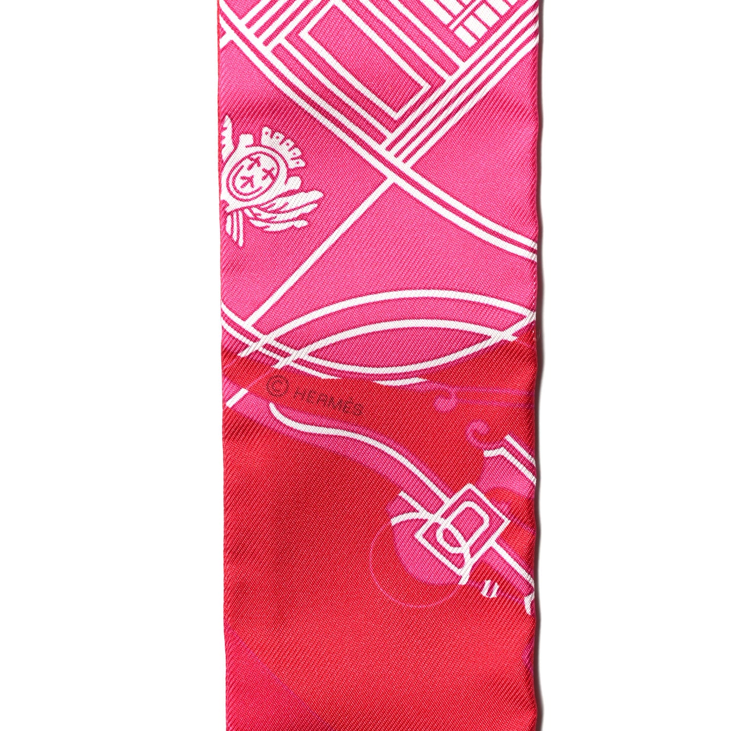 Silk Ex-Libris Twilly Fuchsia Rouge White