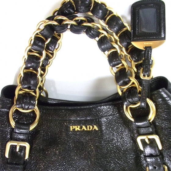 Prada Cervo Lux Chain Bag Black 9 of 14