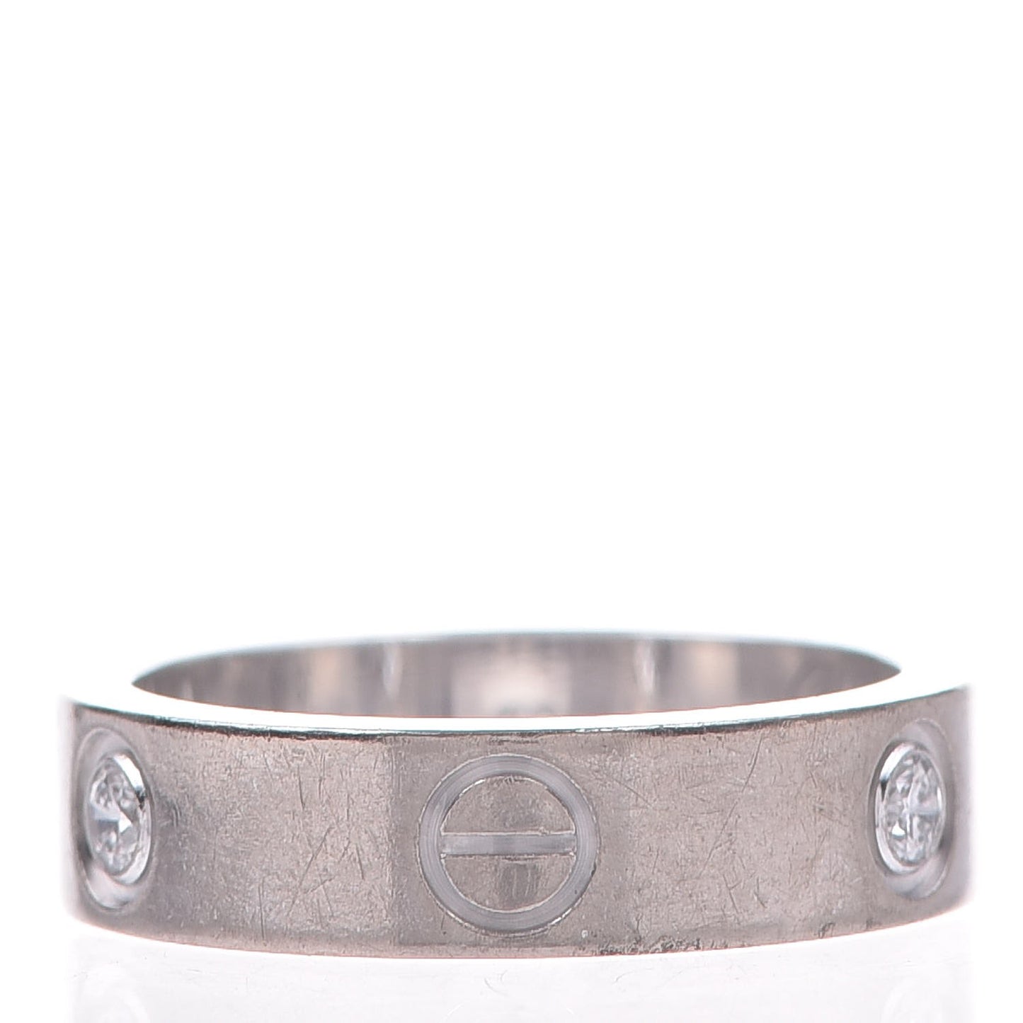 18K White Gold 3 Diamond 5.5mm LOVE Ring 57 8