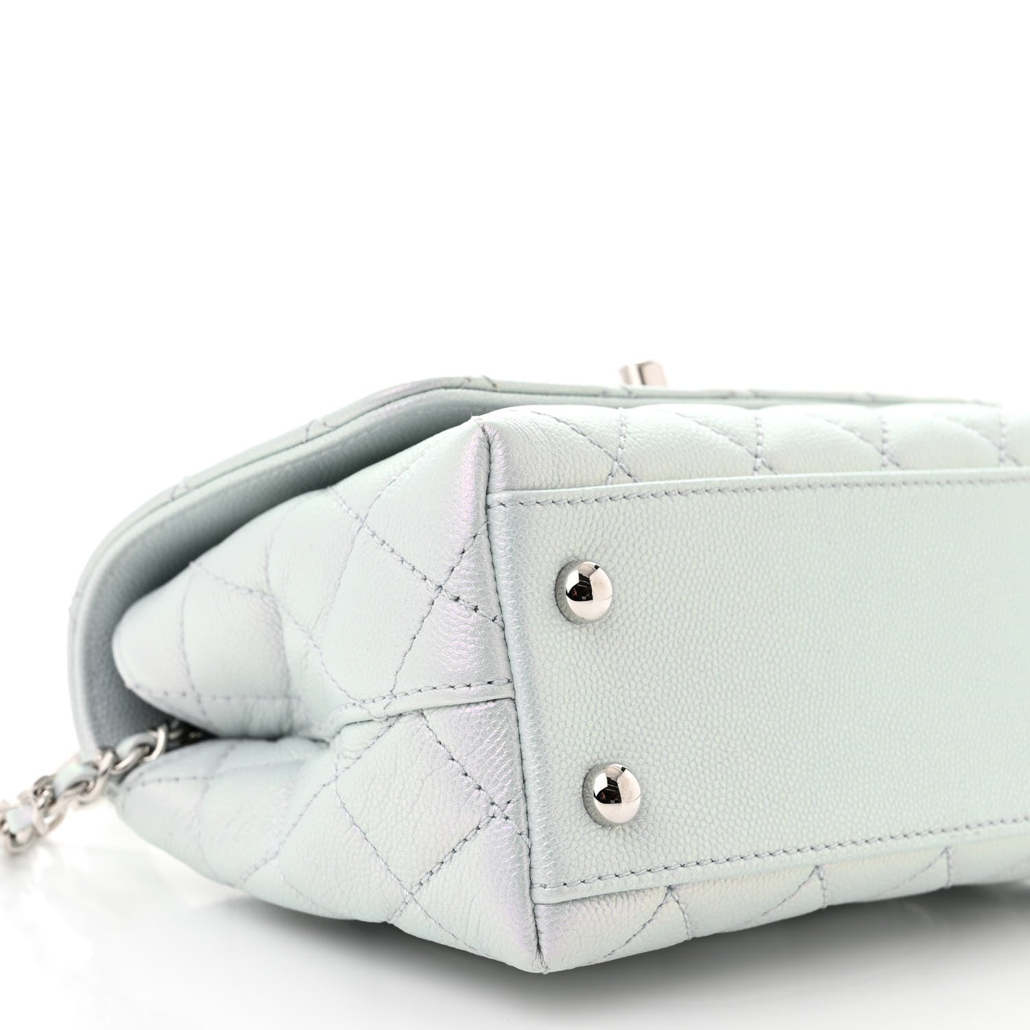 Chanel Iridescent Caviar Quilted Extra Mini Coco Handle Flap Light Blue 9 of 11