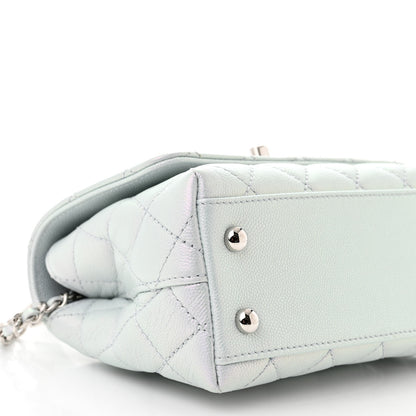 Chanel Iridescent Caviar Quilted Extra Mini Coco Handle Flap Light Blue 9 of 11