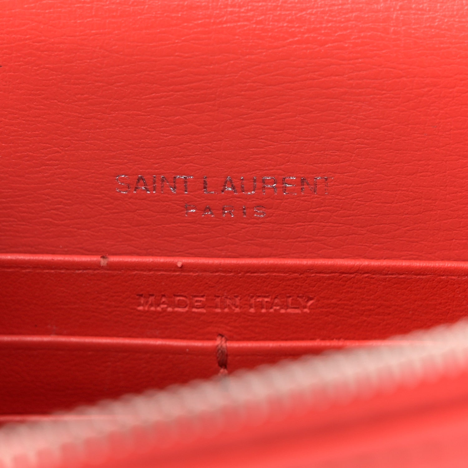 Saint Laurent Calfskin Monogram Sunset Chain Wallet Rosso 6 of 13