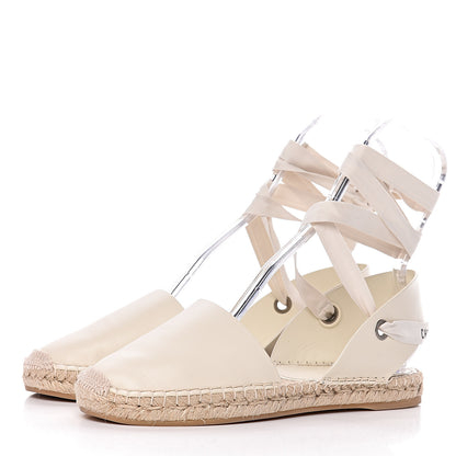 Christian Dior Calfskin Nicely-D Ankle Tie Espadrilles Flats 41.5 Off White 3 of 9